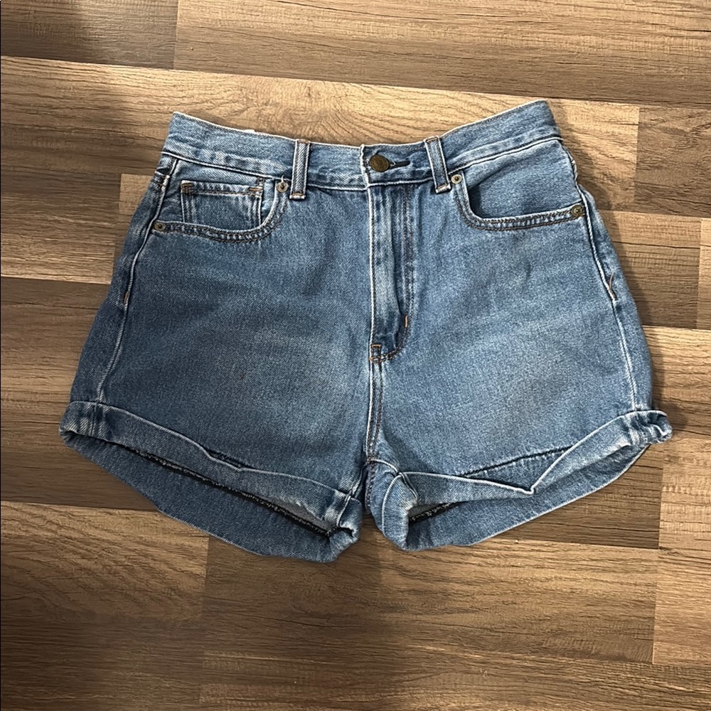 American Eagle Outfitters Blue Jean Shorts High-Waisted Cuffed